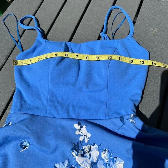 Jun & IVY, blue adjustable straps, flared skirt fitted top women's XS dress. - Picture 7 of 9